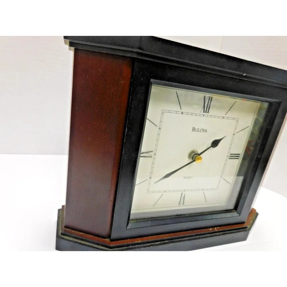 VTG Bulova Mantle Clock Cherry Wood Analong WORKS***JC261